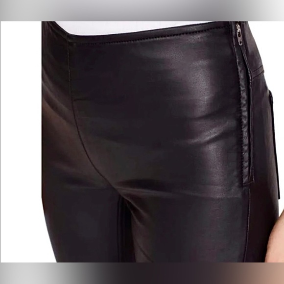 NWT Free People Black Penny Pull on Vegan Leather Flare Pants Size 24 - Picture 10 of 11